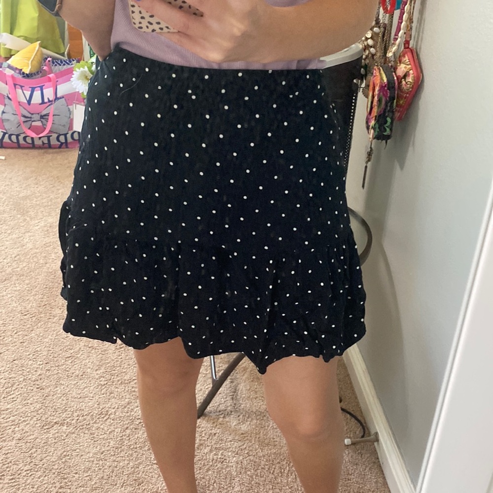 Black Polka Dot Ruffle Skirt